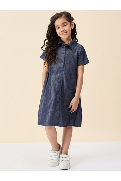 Stylo Bug By Styli Embroidered Short Sleeve Shirt Dress with Pocket Detail