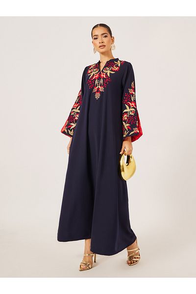 Maxim Creation By Styli Embroidered Collared A-Line Jalabiya