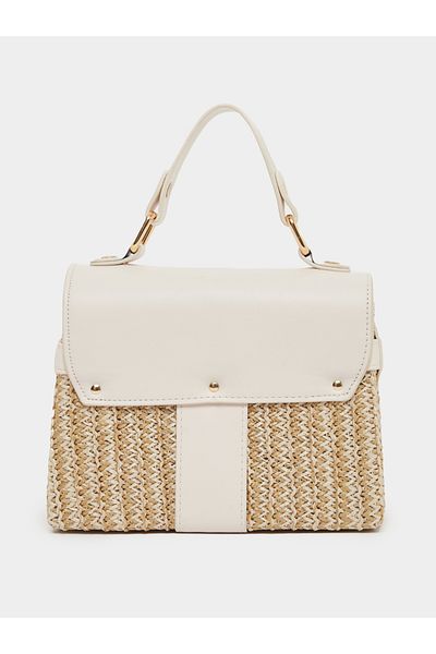 Styli Two Tone Textured Satchel Bag with Removable Shoulder Strap