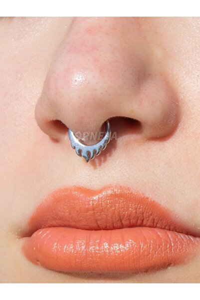 MORNEVA Cerrahi Çelik Ateş Sarkıtı Kilitli Halka Daith Septum Burun Piercingi