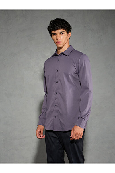 Technosport By Styli Solid Spread Collar Regular Fit Shirt