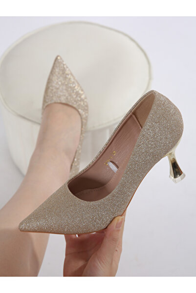 Sneak-a-Peek By Styli Glittered Pointed Toe Stiletto Heels Pumps
