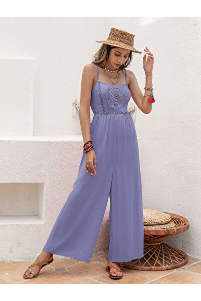 Russty Dustty By Styli Lace Detail Wide Leg Cami Jumpsuit