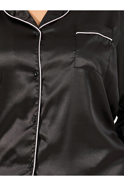 Styli Satin Pajama Set with Piping Detail