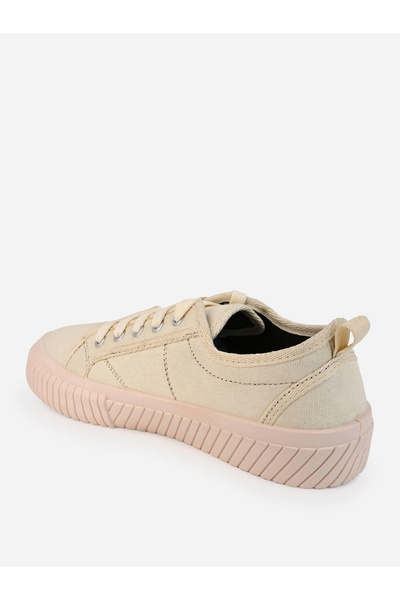 Styli Contrast Stitch Casual Canvas Lace Up Sneakers