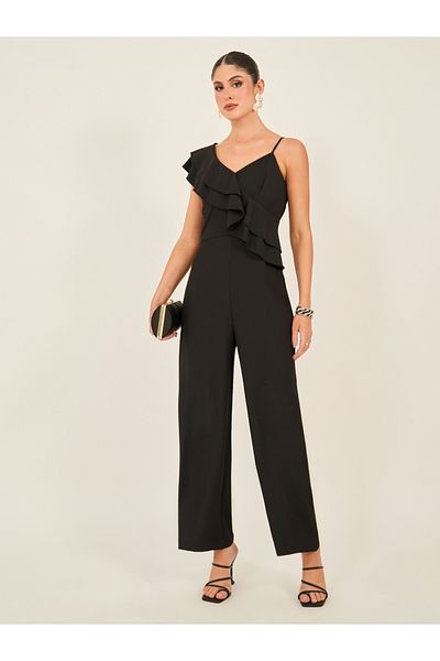 Styli Wide Leg Ruffled Detail Jumpsuit