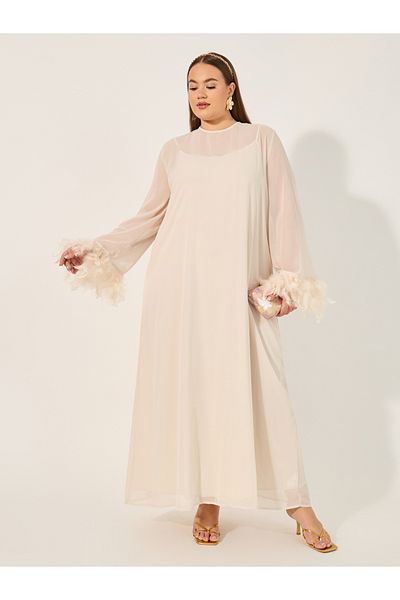 Styli Solid Long Sleeves Shift Maxi Dress