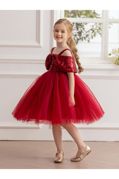 Take Two By Styli Sequins Embellished Fit and Flare Mesh Dress