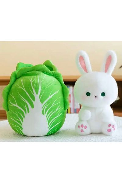 happystoretr 25cm Cotton White Rabbit Plush Toy Cabbage Rabbit Stuffed Animal Toys