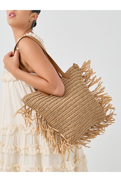 Styli Side Fringe Detail Beach Shoulder Bag