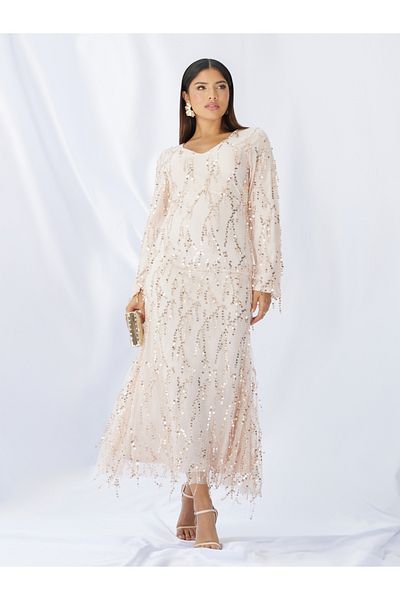 Styli Sequin Embellished Long Sleeves Mermaid Maxi Dress