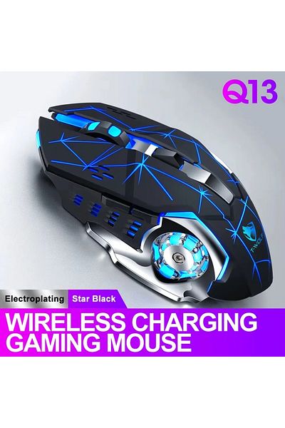 ABYZ Q13 Wireless Mouse silent multi-device RGB DPI 1600 ergonomic ideal for gaming and office use Black