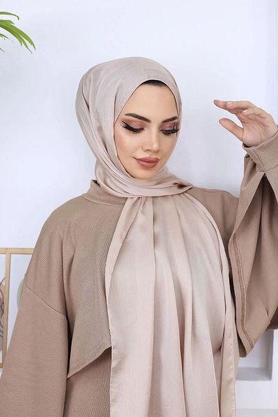 FRESCO SCARFS Hijab Janjan Evening Dress Satin Textured Voile Silk Shawl