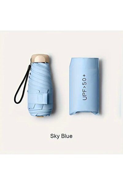 Lilly UV50+ Taşınabilir Şemsiye, Ultra Hafif Güneş UV Korumalı Şemsiye, Mavi