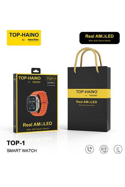 haino teko germany TOP-1 Smart Watch Real AMOLED Display with Three Pairs of Straps, Wireless Charger, Pen and Notebook
