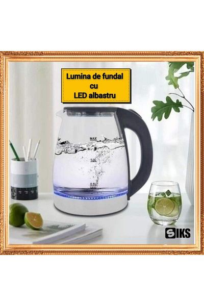 SIKS Fierbător electric portabil, 1500W, 2L, încălzitor de apă, ceai și cafea, oprire automată