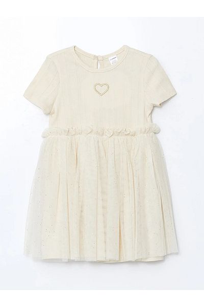 LC Waikiki Lcw Kids Embroidered Combed Cotton Tulle Girl's Dress