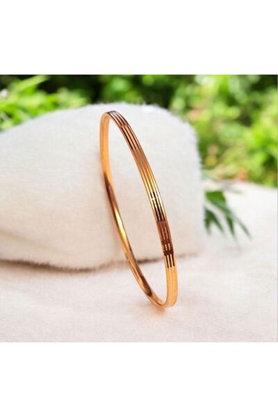AKSESUARIM Kadın Altın Kaplama Çizgili Ajda Bilezik