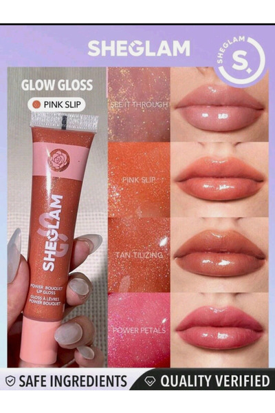 SHEGLAM Power Bouquet Lip Gloss-Pink Slip Shiny Tinted Moisturizing Lip Gloss