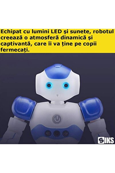 SIKS Jucărie robot inteligentă interactivă, control prin gesturi, telecomandă, programabilă, cântă, dansează