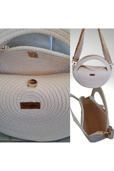 NVSisters Cream Hand and Shoulder Bag, Summer Bag 31cm