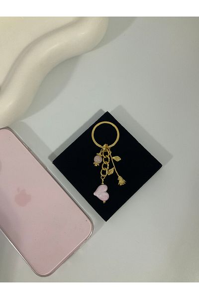 AccSWEN Pink Quartz Murano Gold Keychain