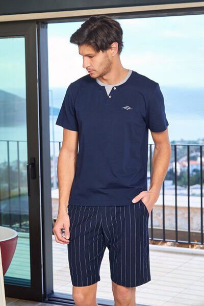 Cossy By Aqua Ανδρικό σορτς με κοντό μανίκι Navy Blue με μοτίβο 25911