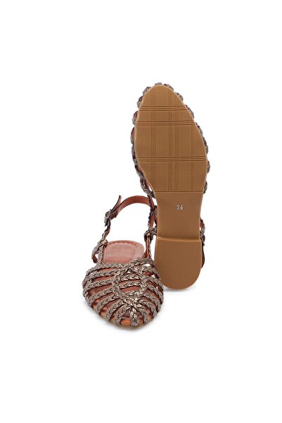 CUCA Genuine Leather Lace Detail Braided Women's Daily Sandals