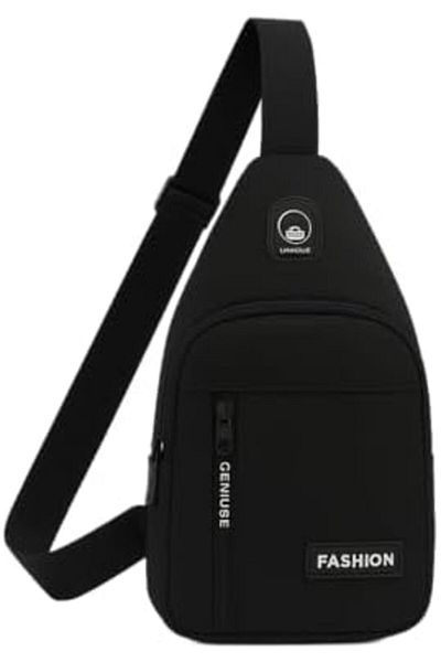 Generic Black Chest Bag for Men - Waterproof Single Shoulder Travel and Pilgrimage Bag