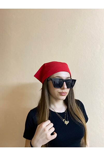 sema aksesuar Kırmızı Düz Renk Bandana - Fular