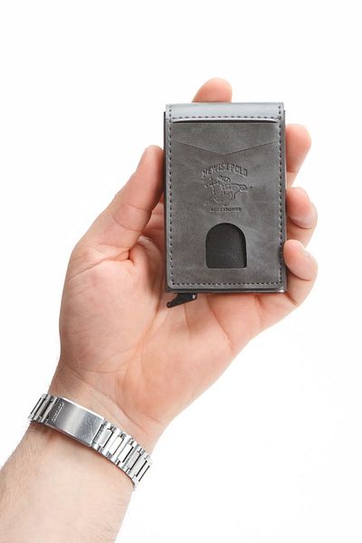 Newish Polo Mechanised Rfid Enabled Stand up Wallet Credit Card Holder - Synthetic Leather