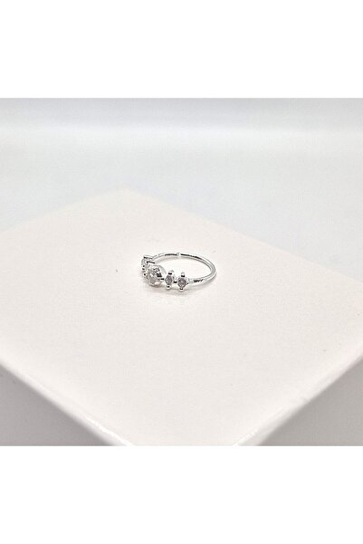 Set 925 Ayar Gümüş Sıralı Beş Zirkon Taşlı Halka Hızma ( Çap: 9 mm )