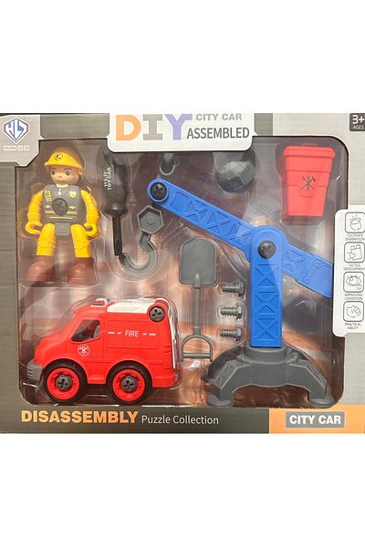 BOEM Interactive Construction Set with Fire Truck and Crane – Assemble, Disassemble and Rescue