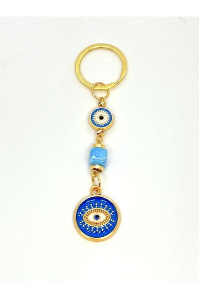 Azrua Blue Stone Eye Metal Keychain, 1 Pc Bag Accessory Keychain Car Keychain