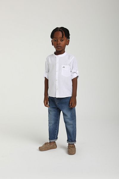 Marka Sensin Kids Boy's Jack Lions Long Sleeve Cotton Linen Custom Design Shirt