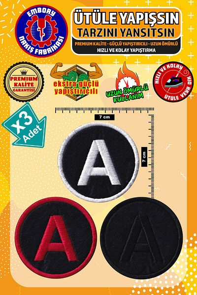 Embory Patch de armă care se lipsește cu călcat, litera A (3 bucăți) Patch de broderie țesută cu călcat