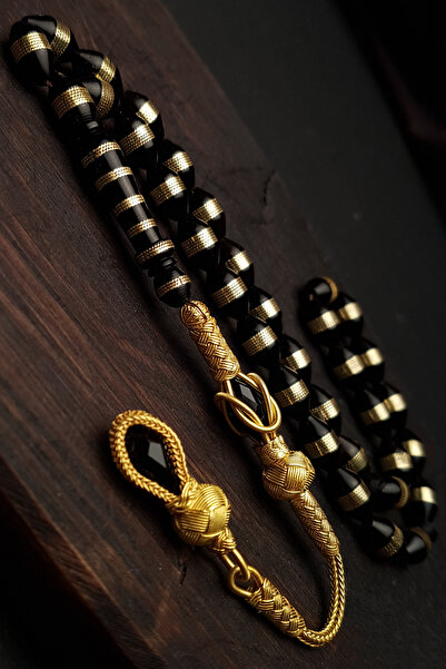 EHİNOS 24K Altın Kaplama Gümüş Kazaz Püskül İşlemeli Kuka Tesbih