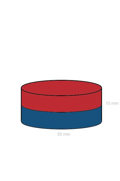 BOEM Magnet puternic 30x10 mm, disc din neodim, forță 20 kg