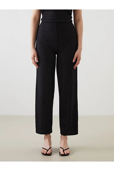 LC Waikiki Lcwaikiki Classic Black Elastic Waist Polka Dot Women's Trousers