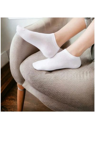 Sosyete dolabı 6 Pairs Unisex Seamless Cotton Stretchy and Comfortable Plain White Short Booties Socks (Economic Pack)