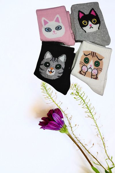 Limon Socks Women's Socks (4 Pairs) Children's Socks Patterned Cotton Short Socks