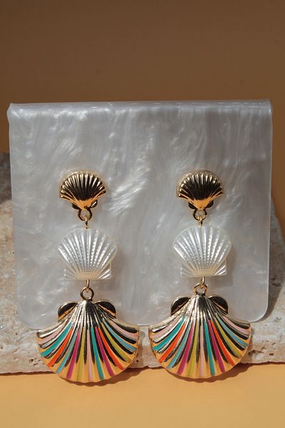 Luvix Design Three Layer Colorful Mussel Earrings