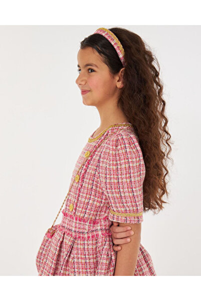 Marka Sensin Kids Girl's Gold Buttoned Skirt Lined Tutu Eid Dress Bag Crown Set of 3