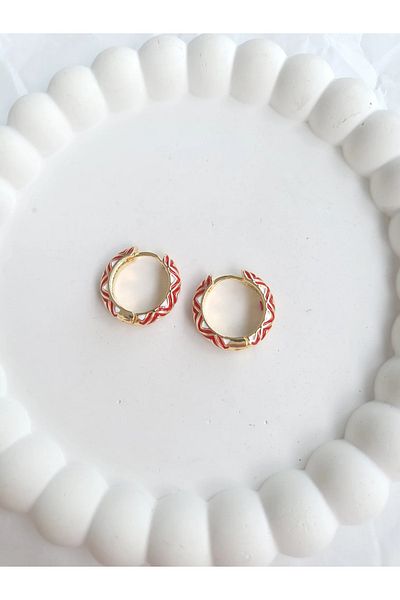 1881 STORE Steel Gold Enamel Red Ethnic Earrings