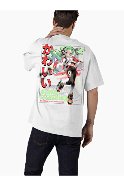 COMVİCHO Unisex Anımedreams Design Printed Oversize T-Shirt