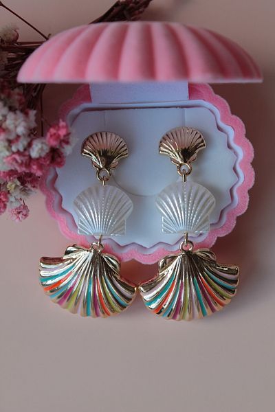 Luvix Design Three Layer Colorful Mussel Earrings