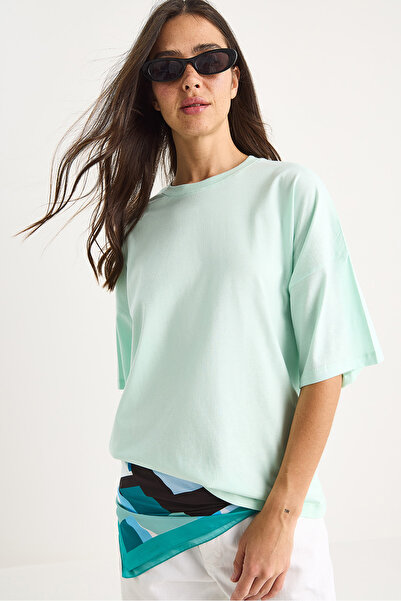 Bianco Lucci Γυναικείο 100% οργανικό βαμβάκι Oversize Basic T-Shirt 60602065