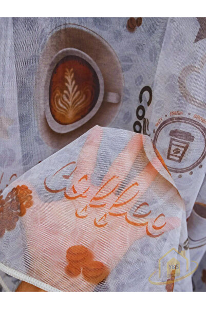 YS PERDE TASARIM Brillant Bambu Coffee Mutfak Perdeleri Kahveli Desen Model M...