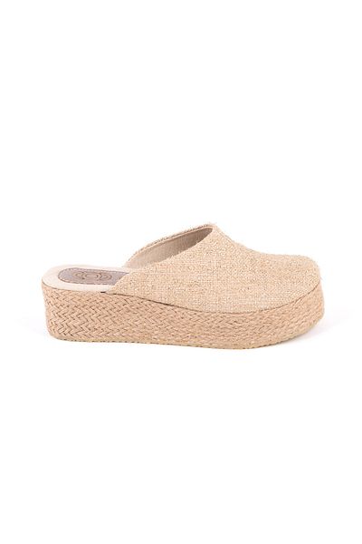 Star Tombis Real Handmade Platform Closed Toe Handmade Straw Linen 5cm Heel Sabo Slippers Handmade