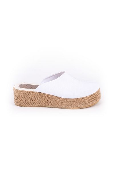 Star Tombis Real Handmade Platform Closed Toe Handmade Straw Linen 5cm Heel Sabo Slippers Handmade